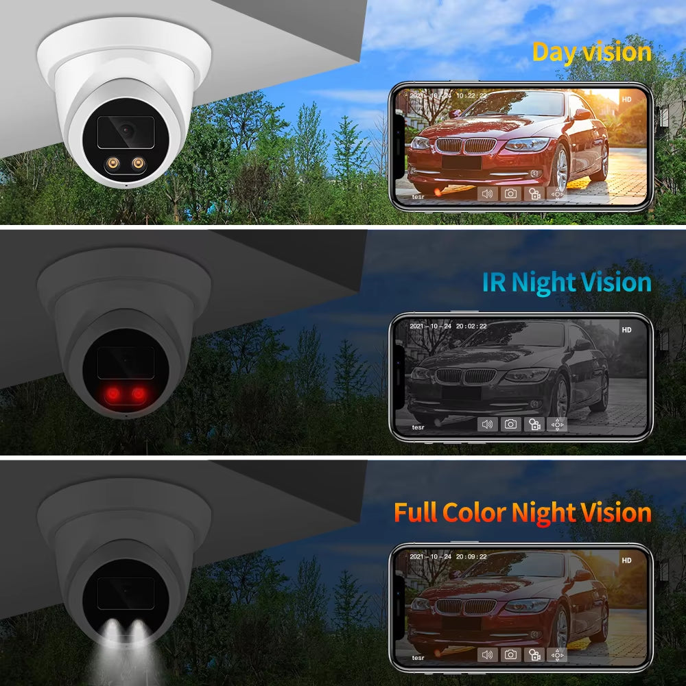 8MP 4K IP Camera Outdoor Face Detection Audio Dual Light H.265 Onvif CCTV Metal Dome POE Surveillance Security RTSP