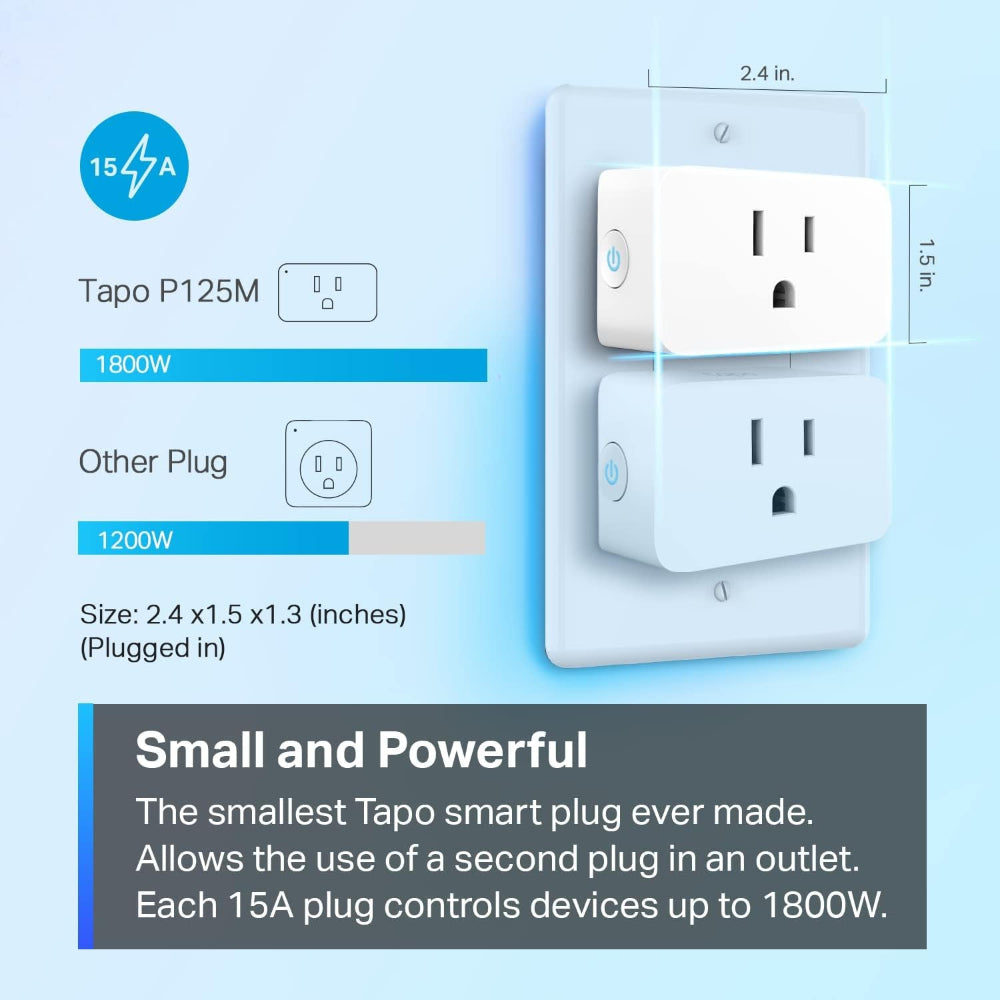 Matter Compatible Smart Plug Mini, Compact Design, 15A/1800W Max, Super Easy Setup, Works with Apple Home, Alexa & Google Home, UL Certified, 2.4G Wi-Fi Only, White,  P125M