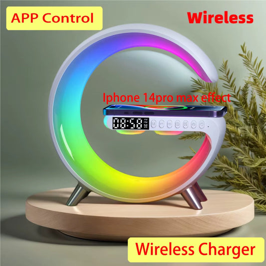 Bluetooth Speaker Wireless Charger with Portable Small Mini Speakerwireless Atmosphere Lampmultifunctional Rgb Night Light