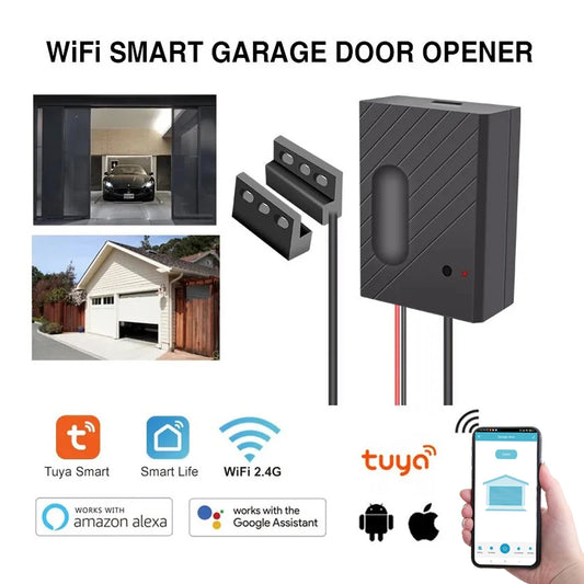 Smart Garage Door Opener DC5V Mobile Phone Remote Tuya Smart Life App Controller Support Alexa & Google Assistant No Need Hub