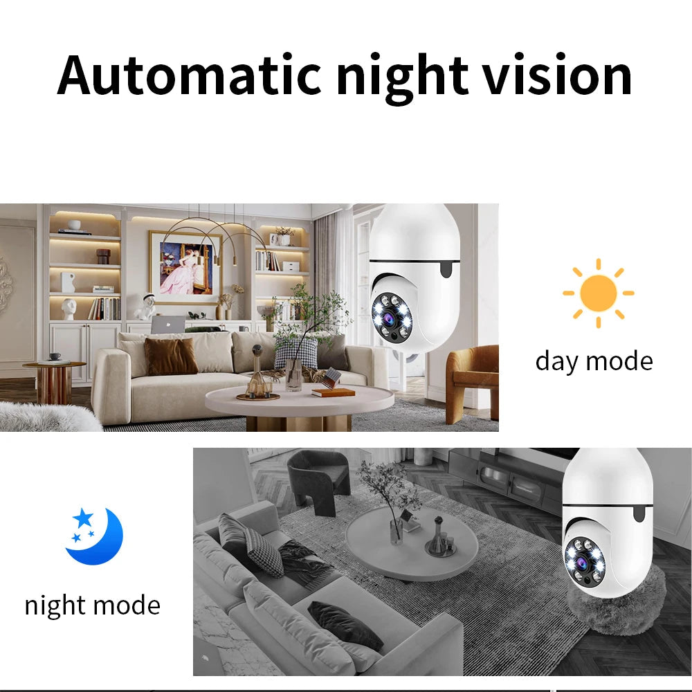 Bulb E27 Surveillance Camera Full Color Night Vision Automatic Human Tracking Zoom Indoor Security Monitor Wifi Miini IP Camera