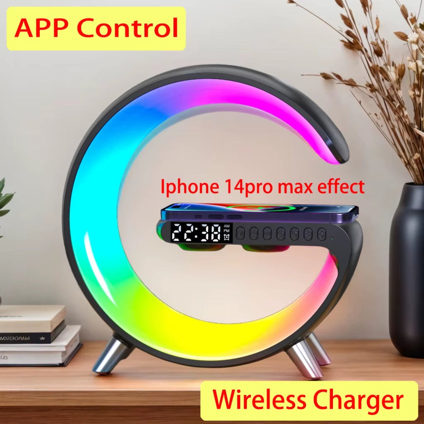 Bluetooth Speaker Wireless Charger with Portable Small Mini Speakerwireless Atmosphere Lampmultifunctional Rgb Night Light
