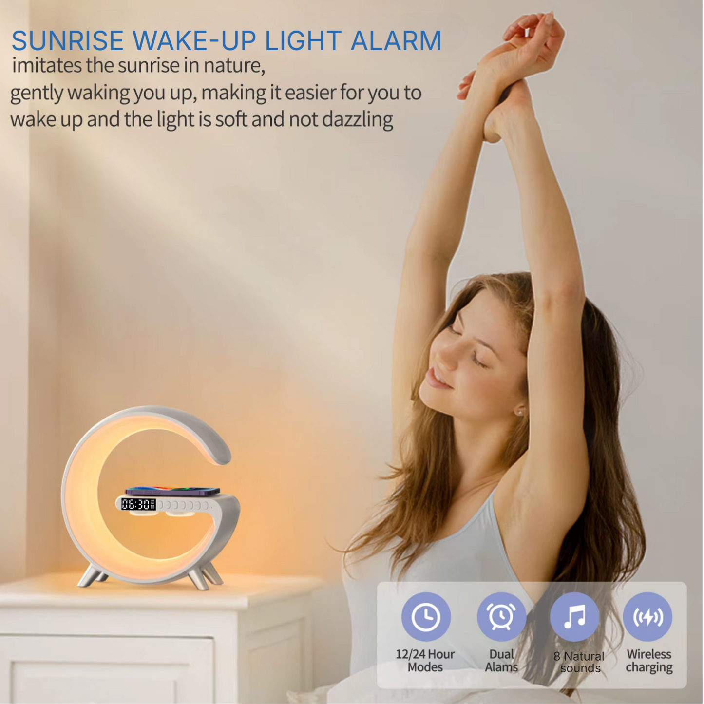 Portable Mini Speaker Lamp – Wireless Charger & Atmosphere Light