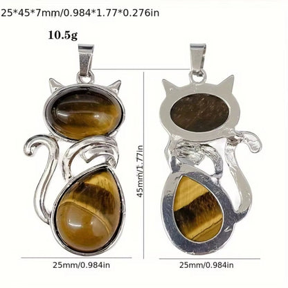 MystiCat™ Natural Crystal Cat Pendant – Protection, Peace, and Purrfect Charm