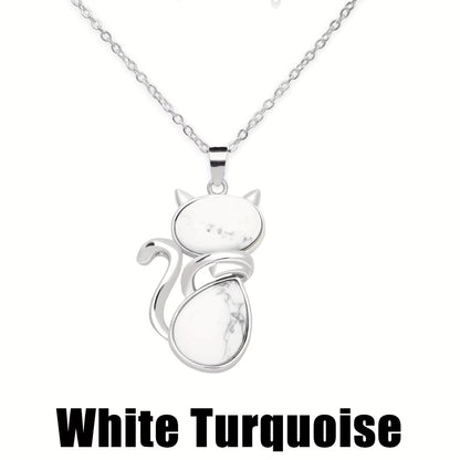 MystiCat™ Natural Crystal Cat Pendant – Protection, Peace, and Purrfect Charm