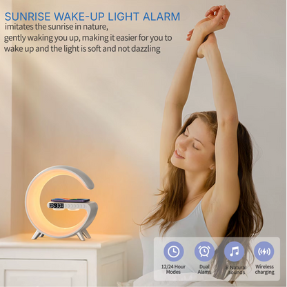 Portable Mini Speaker Lamp – Wireless Charger & Atmosphere Light